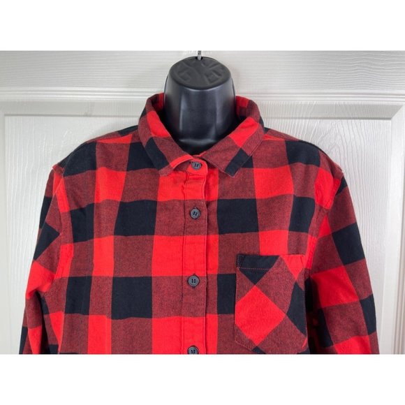 Raspberry Pudding Flannel Shirt Womens Plus Size XXL Black Red Plaid Classic Fit - Picture 2 of 9